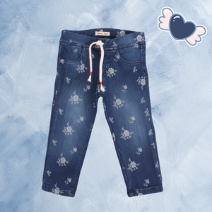 Minnie Craft / Girls stretchable soft Jeans printed design dark blue pant