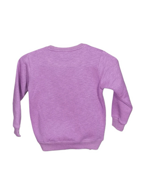 HOPSCOTCH / Girls Violet Pink Printed - Knitted Cotton Fleece Sweatshirt