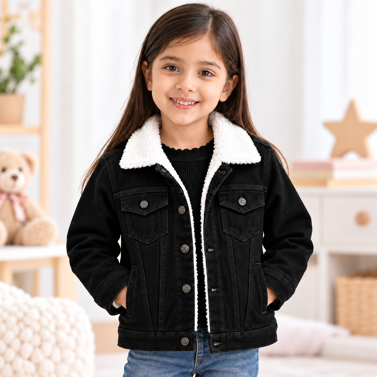 Copper-Rivet Export Brand / Pure White Wool Yarn / Denim Jacket