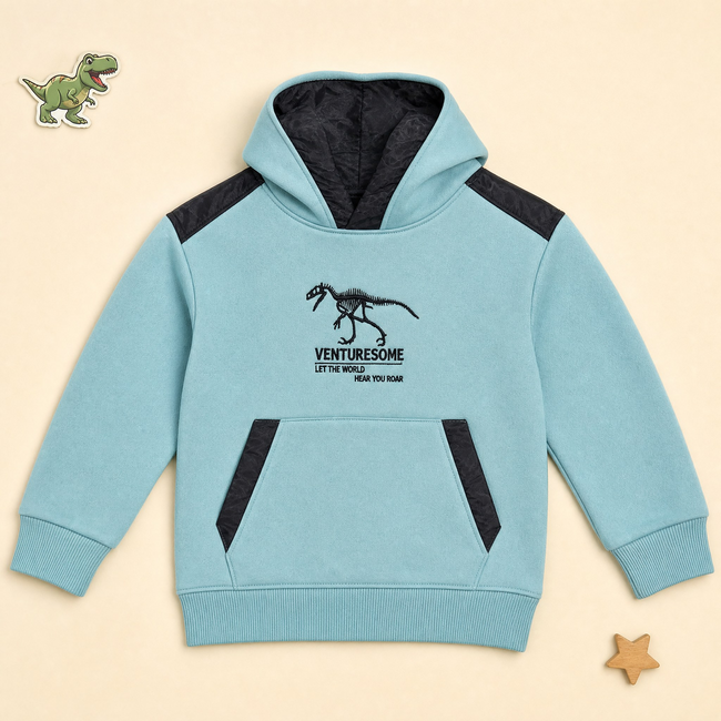 Breakout Boys Hoodie Embroidered Dinosaur design with Front Pocket
