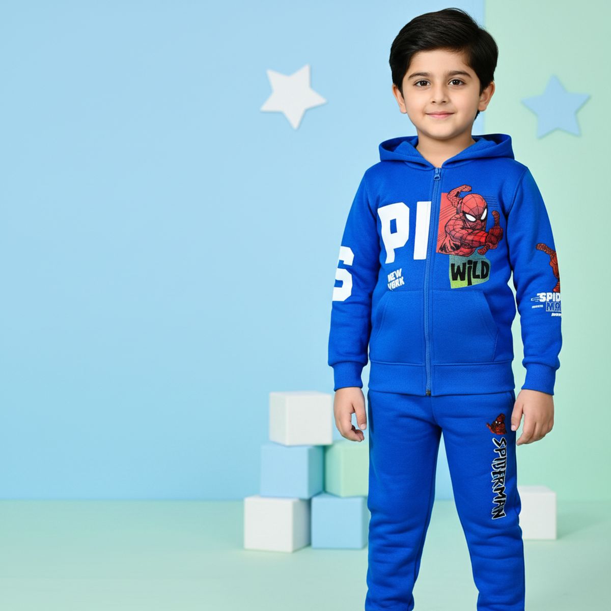 Minnie Minors 2 pc Set Royal Blue Hoodie-Jogger pants / Spider-Man Design