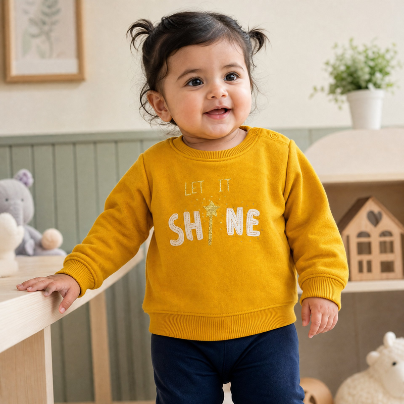 Minnie-Minors Unisex Infant 'Let It Shine' Design Golden Mustard Sweatshirt