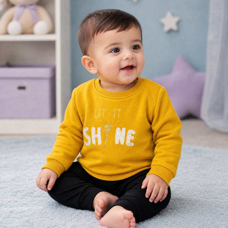 Minnie-Minors Unisex Infant 'Let It Shine' Design Golden Mustard Sweatshirt