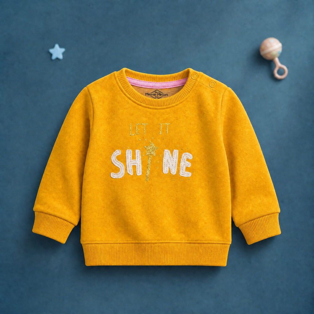 Minnie-Minors Unisex Infant 'Let It Shine' Design Golden Mustard Sweatshirt