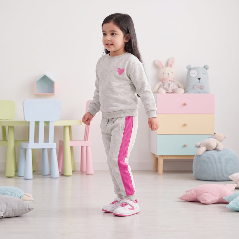 Girls Winter Pink Stripes Design Jogger Pants / Mars Kids