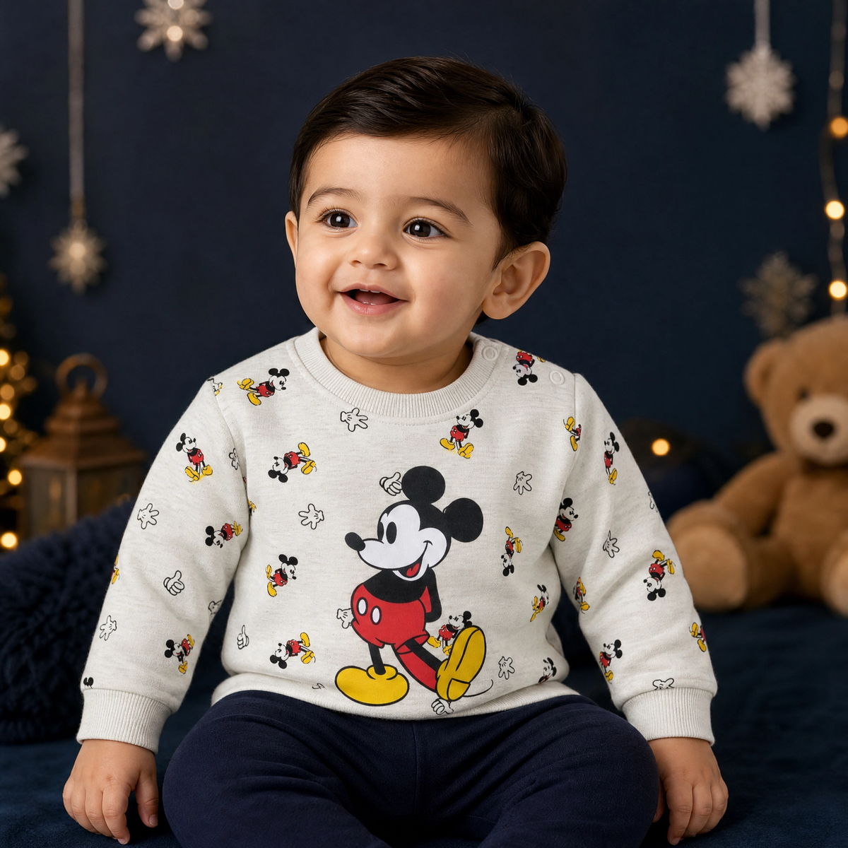 Minnie-Minors Unisex Infant Mickey-Mouse Printed Sweatshirt