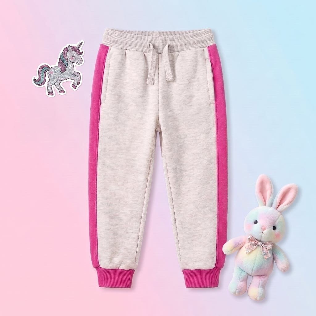 Girls Winter Pink Stripes Design Jogger Pants / Mars Kids