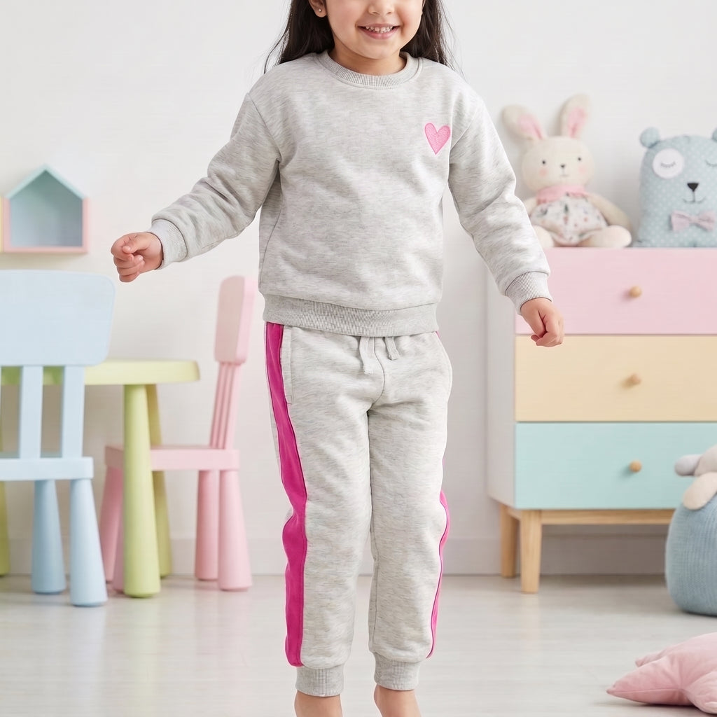 Girls Winter Pink Stripes Design Jogger Pants / Mars Kids