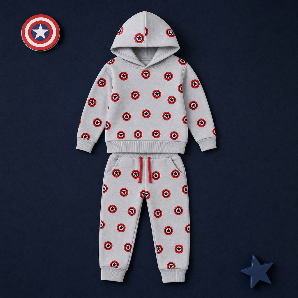 Minnie Minors 2 pc set grey Hoodie-Jogger Pants / Captain America All Over Printed