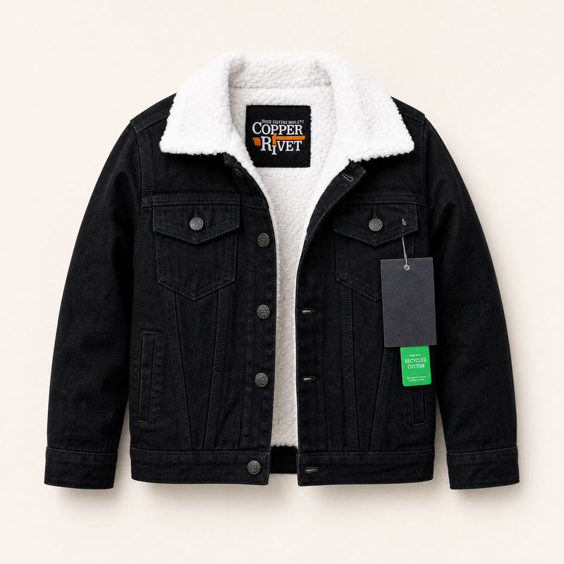 Copper-Rivet Export Brand / Pure White Wool Yarn / Denim Jacket