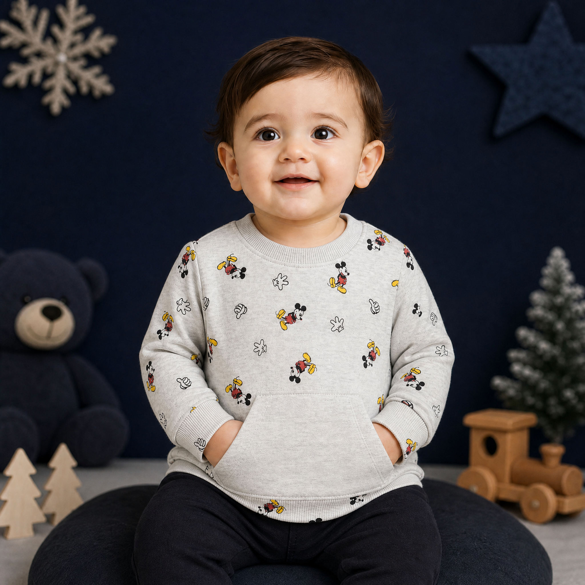 Minnie-Minors Unisex Infant Mickey-Mouse Printed Sweatshirt
