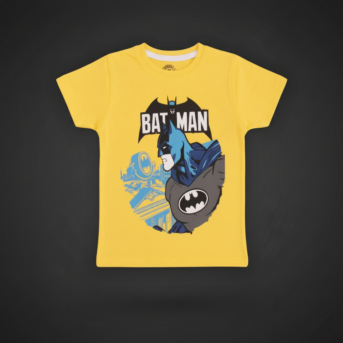 Minnie Craft / Boys 'BATMAN' Printed Design Soft Stretchable Organic Cotton Yellow T-Shirt