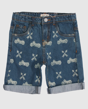 Minnie Craft / Soft jeans fabric Dark blue printed Short