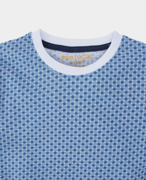 Protocol Brand / Boys Half Sleeves Blue Dotted Soft Smooth Organic Cotton T-Shirt