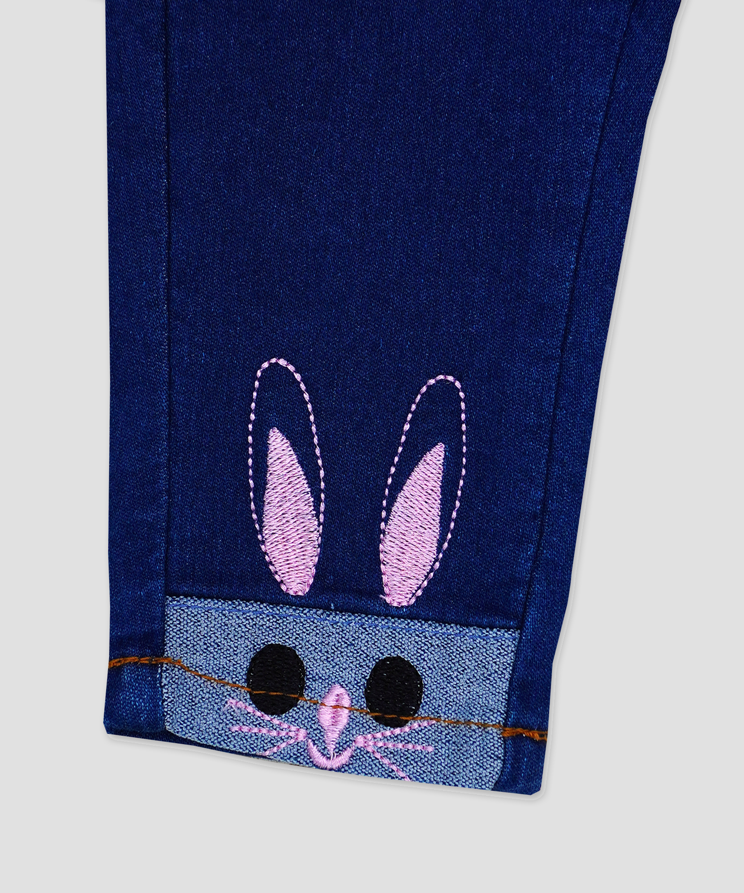 Minnie Minors / Girls Jeans Bottom Embroided bunny design  dark blue pant