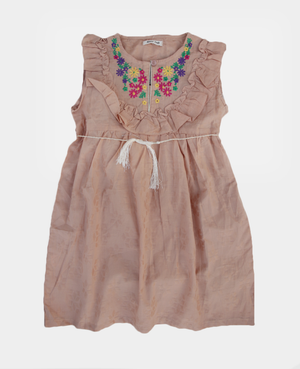 Minnie Craft (M.C) Brand /Girls Top Sleeveless Embroided Pure Organic Lawn Frock Dress