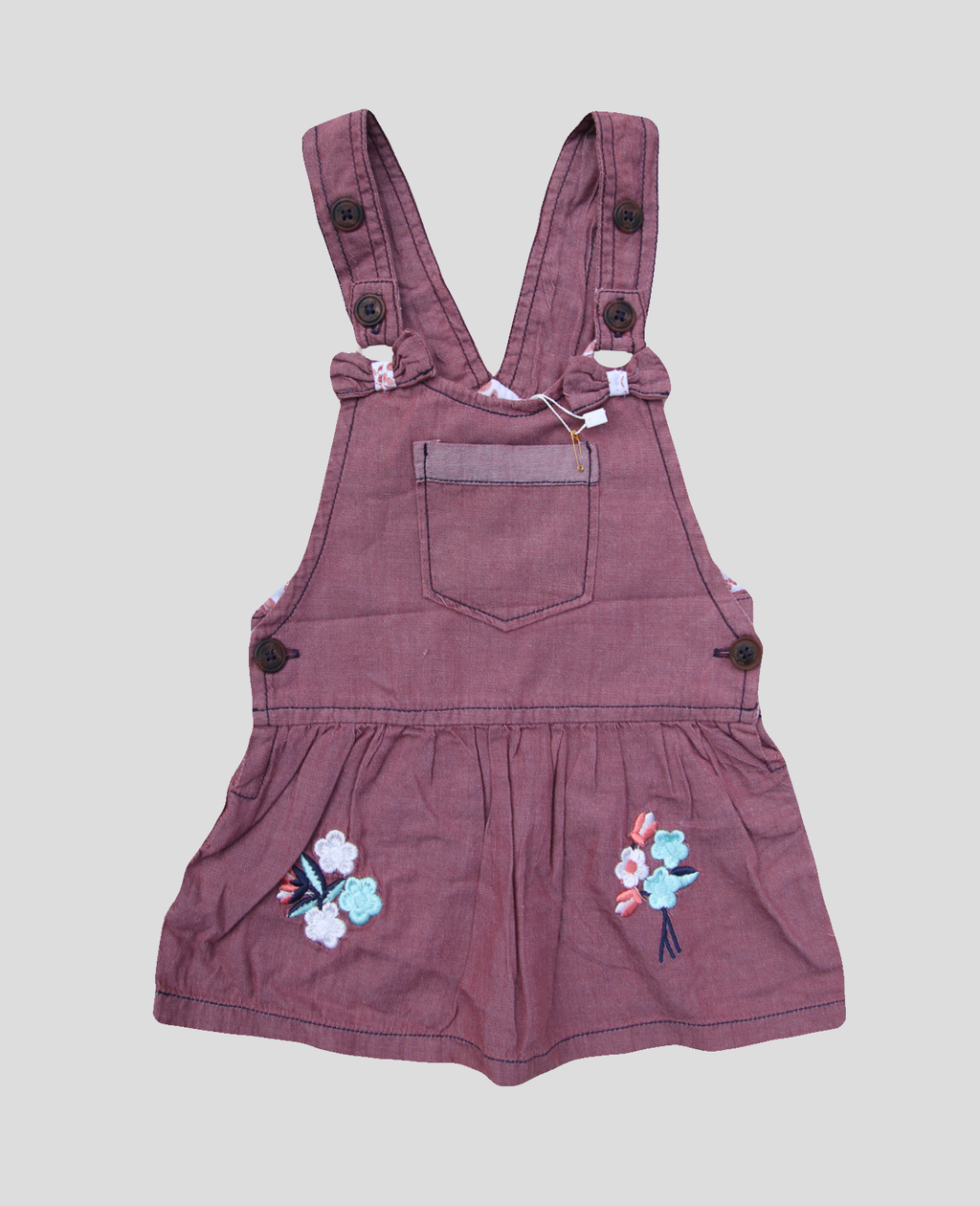 Minnie Craft Brand / Girls Embroided Summer light-weight Denim Embroided Dungaree Frock Dress