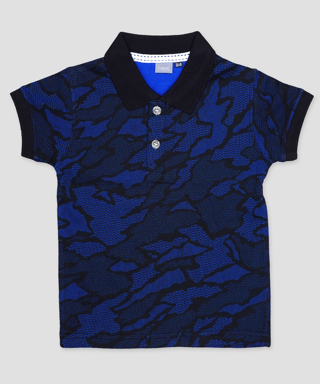 Imported Polo / Boys Soft and Stretchable blue printed Polo shirt